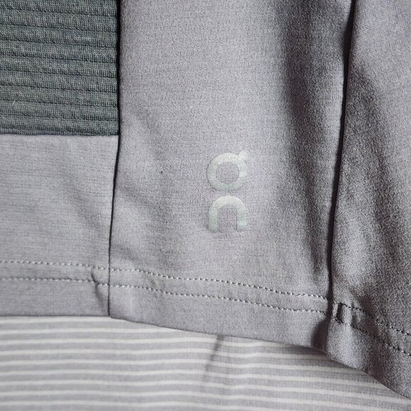 On Running Weather Shirt Womens Medium Gray Black Cowl Neck Zip Pocket Pullover - Picture 5 of 11